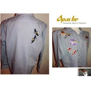Apache NWOT Black White Stripe  Shirt